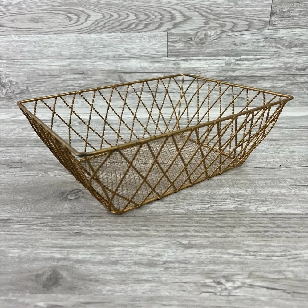 Metallic Bronze Wire Organizer Storage Basket